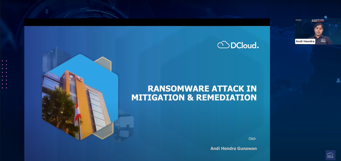 Materi webinar berjudul "Ransomware Attack in Mitigation and Remediation".